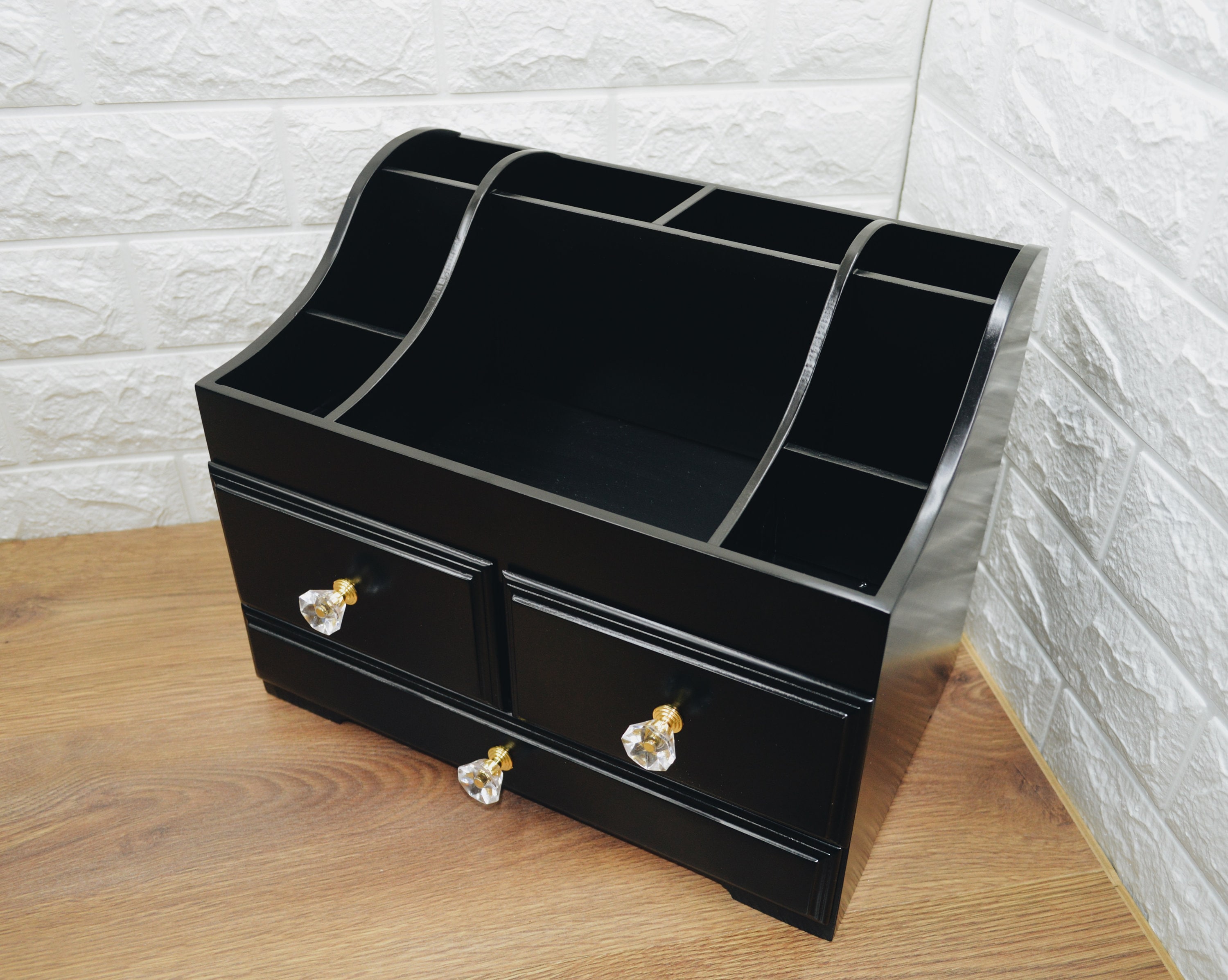 Wooden makeup organizer Makeup organizer wood Vanity makeup Etsy