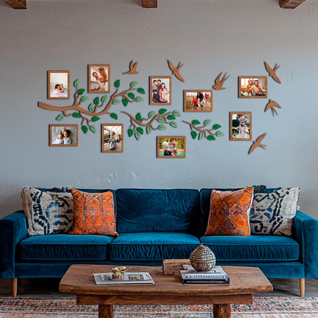 Wooden Artwork for Home Decor, Organizer for Family Photos, Wooden ...
