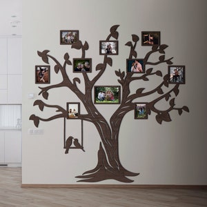 Family Tree Art, Wooden Family Tree With Photo Frames, Large Tree Of Life Wall Sticker, Collage Picture Frames, Grandparents Photo Collage