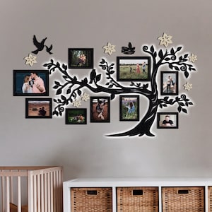 Led Family Tree With Photo Frames, Wall Light Decorations for Living Room, Bedroom, Hall, Wooden Family Tree
