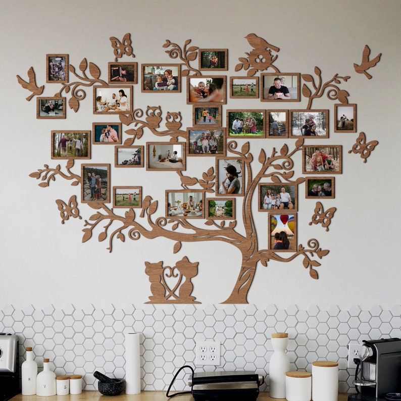 Large Family Tree Photo Collage Wooden Family Tree Charts Etsy