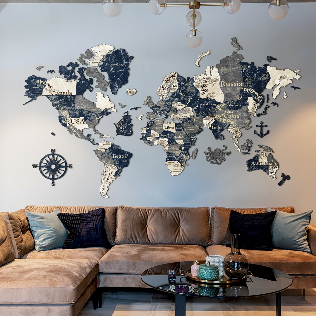 Mapa 3D para fijar viajes, mapa XXL, mapa del mundo, mapa del mundo ...