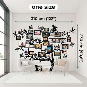 Arte mural de árbol genealógico de madera, collage de fotos familiares grandes enmarcadas, árbol de la vida de madera, regalo para padres, regalo para el primer aniversario de bodas imagen 5