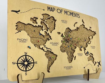 世界旅行地図ピンボード、押しピン付き世界地図、コルク押しピン旅行