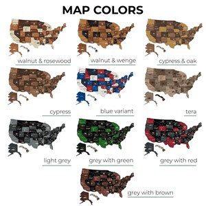 Große 3D USA Holzkarte mit berühmten Sehenswürdigkeiten, tolles Reisegeschenk Bild 6