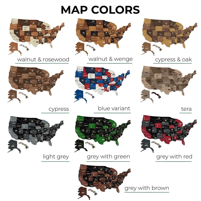 Große 3D USA Holzkarte mit berühmten Sehenswürdigkeiten, tolles Reisegeschenk Bild 6