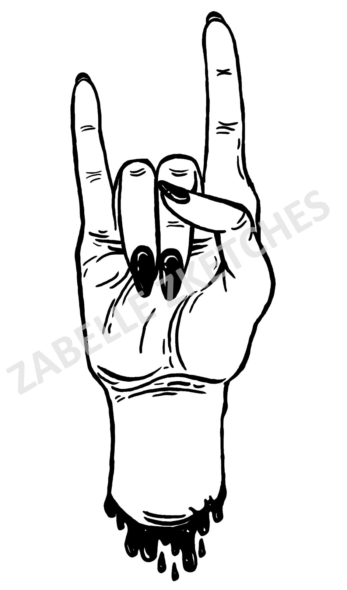 Ghoul Rock Horns DIGITAL ART DOWNLOAD Etsy