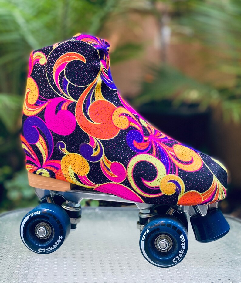 Roller Skate Boot Covers Paisley Pink Etsy UK