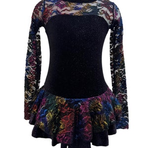 Ice Skating Dress, Roller Skating Dress Velvet/Lace - Black image 2
