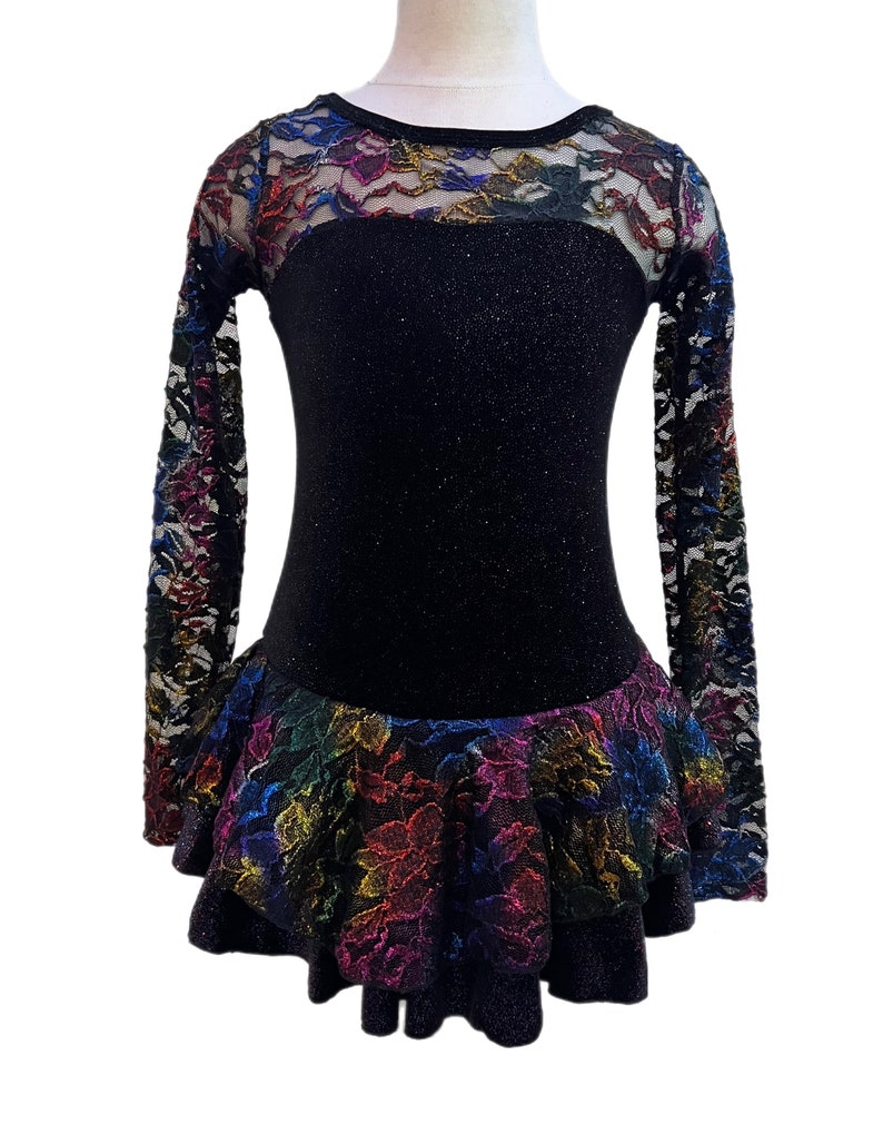 Ice Skating Dress, Roller Skating Dress Velvet/Lace - Black image 2