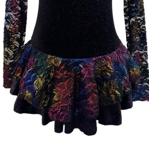 Ice Skating Dress, Roller Skating Dress Velvet/Lace - Black image 3
