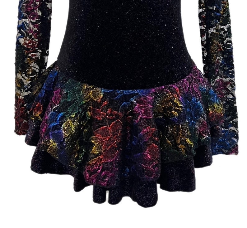 Ice Skating Dress, Roller Skating Dress Velvet/Lace - Black image 3