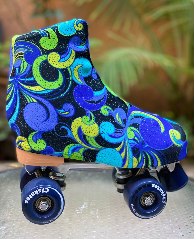Roller Skate Boot Covers Paisley Blue Etsy UK