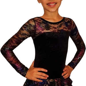 Ice Skating Dress, Roller Skating Dress Velvet/Lace - Black image 1