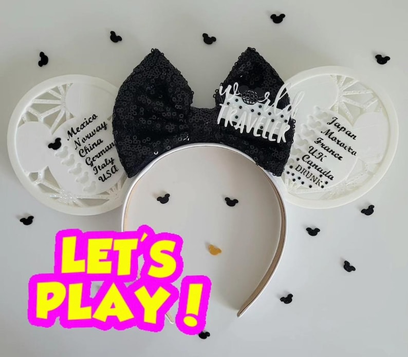 Snap & Play Drinking Around The World Showcase Ears, 3D Printed Epcot Drink Game Ear Headband image 5