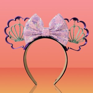 Rhinestone Dangling Mermaid Shell Ears, 3D Printed Mouse Ears image 8