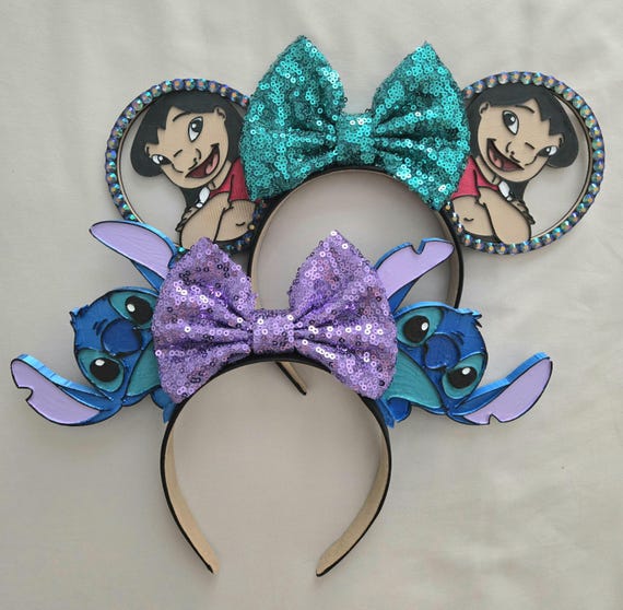 Disney\'s Stitch 3D Themed Minute Mouse Ears with Purple Sequin Bow Sequin Stitch Birthday Ears - Experiment 626 Ohana Ears  main image 2