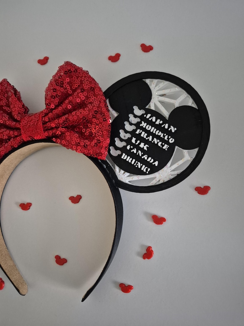 Snap & Play Drinking Around The World Showcase Ears, 3D Printed Epcot Drink Game Ear Headband image 3