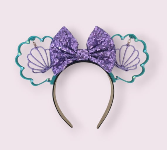 Rhinestone Dangling Mermaid Shell Ears, 3D Printed Mouse Ears
