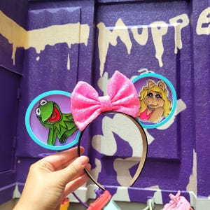 Retro Kermit and Miss Piggy Mouse Ears: 3D Printed Muppet Vision Headband
