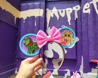 Oreilles de souris rétro Kermit et Miss Piggy : serre-tête Muppet Mayhem imprimé en 3D