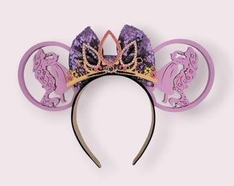 Rapunzel Let Down Your Hair Crown Ears, 3D Printed Princess Mouse Ears