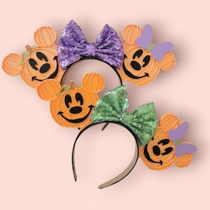 3D Printed Halloween Mouse Pumpkin Ears: Mickey & Minnie Pair