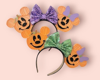 3D Printed Halloween Mouse Pumpkin Ears: Mickey & Minnie Pair