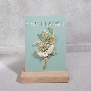 Kaart met droogbloemen, gefeliciteerd, Boho Living, kaarthouder, geschenkdoos, afstuderen, examen, Abi, gedroogde eucalyptus, natuurlijk papier
