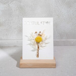 Carta con fiori secchi, congratulazioni, vita boho, portacarte, confezione regalo, esame superato, laurea, eucalipto essiccato, carta naturale