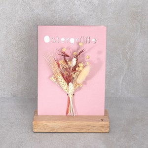 Karte mit Trockenblumen, Ostergruß, Bohostyle, Kartenhalter, Geschenkbox, Ostern, getrocknete Eukalyptus, Naturpapier, Beige, Nature