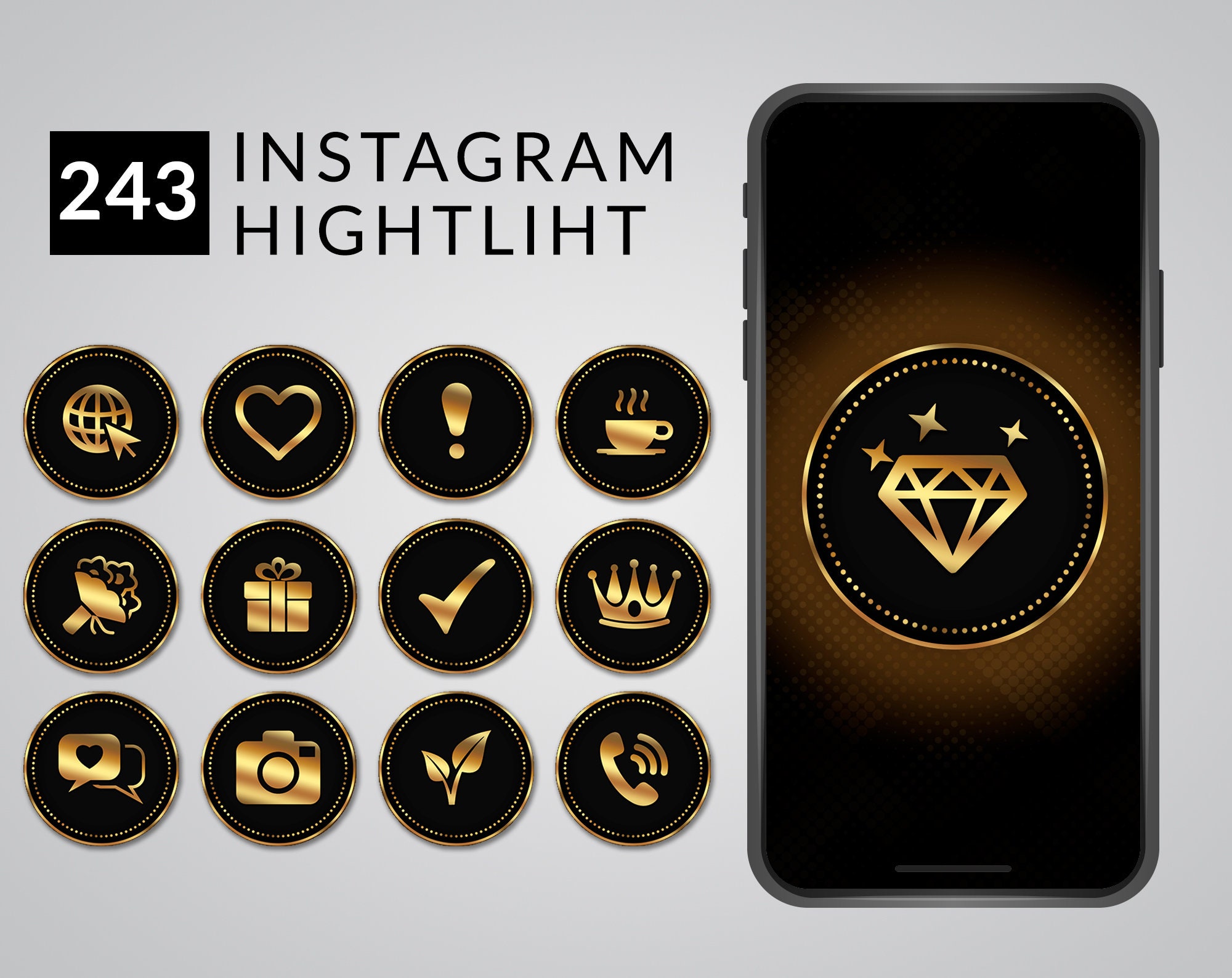 Gold highlights instagram covers Instagram highlight icons Etsy