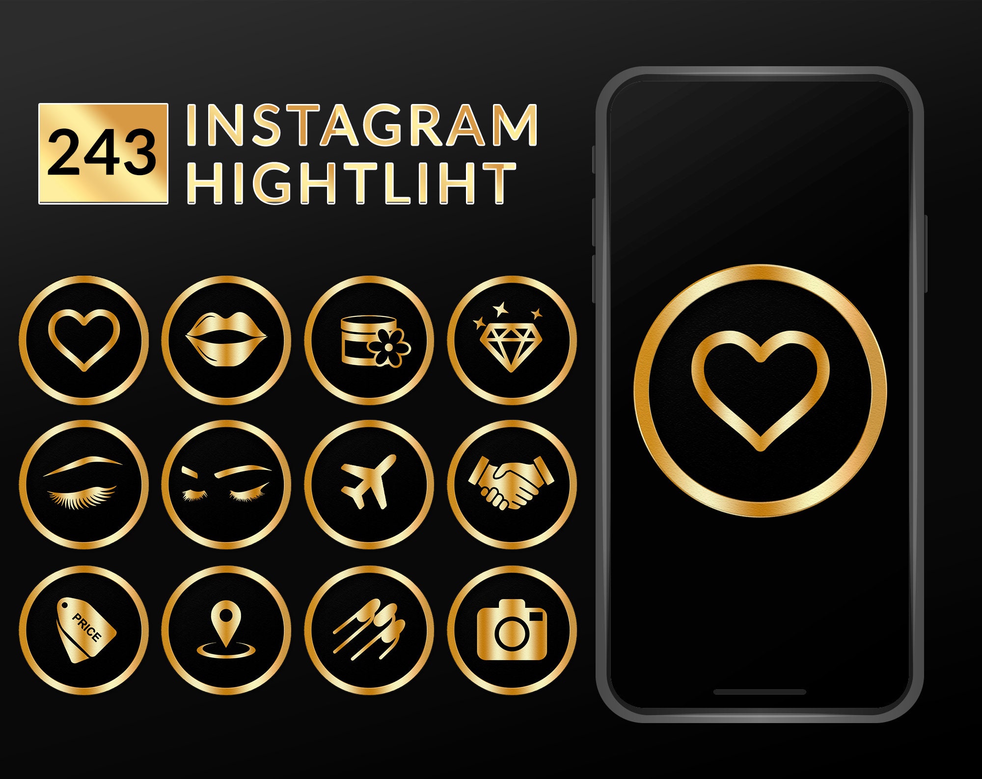 243 Gold Highlights Instagram Covers Instagram Highlight Etsy