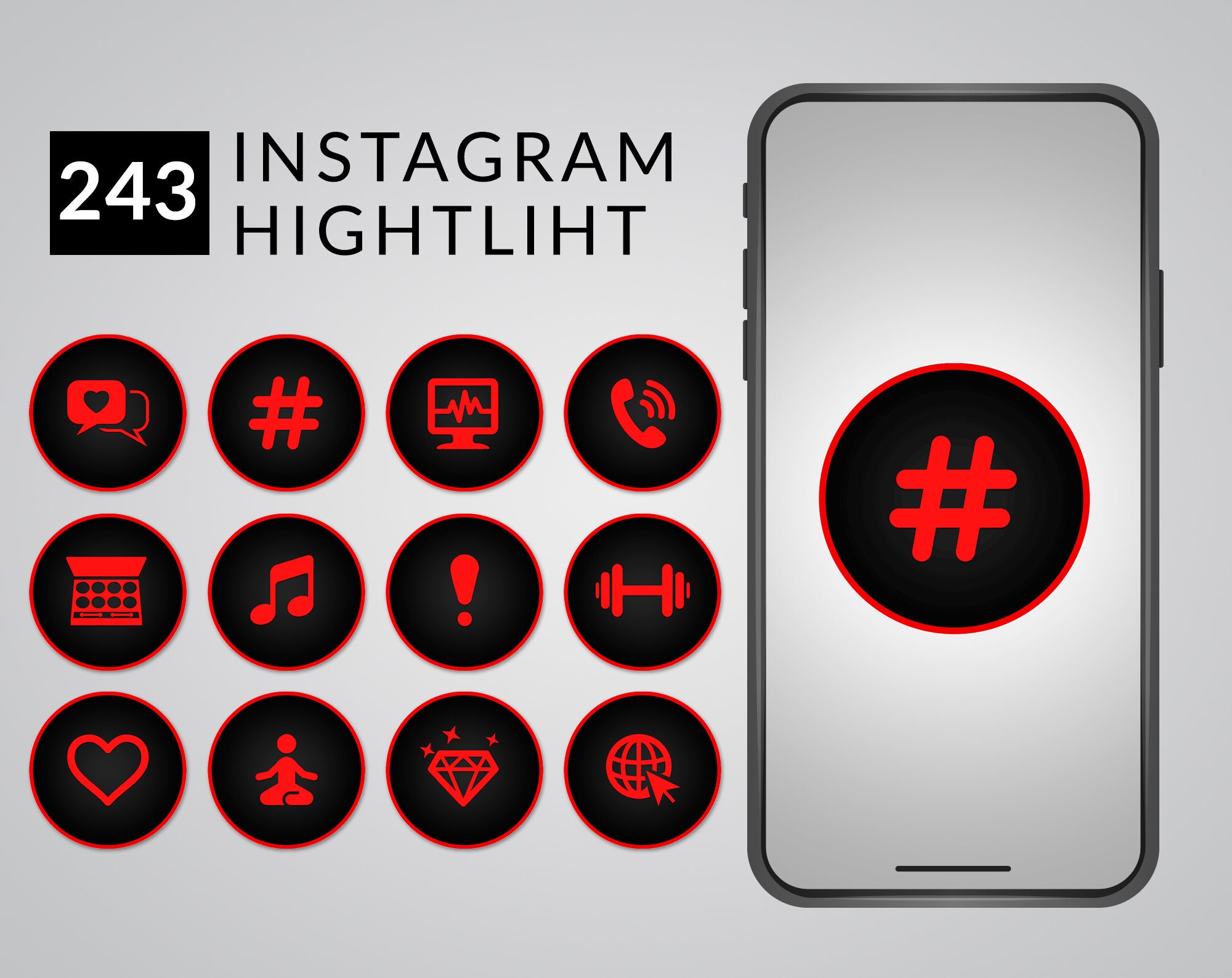 Red And Black Instagram Highlight Covers Instagram Highlight Etsy