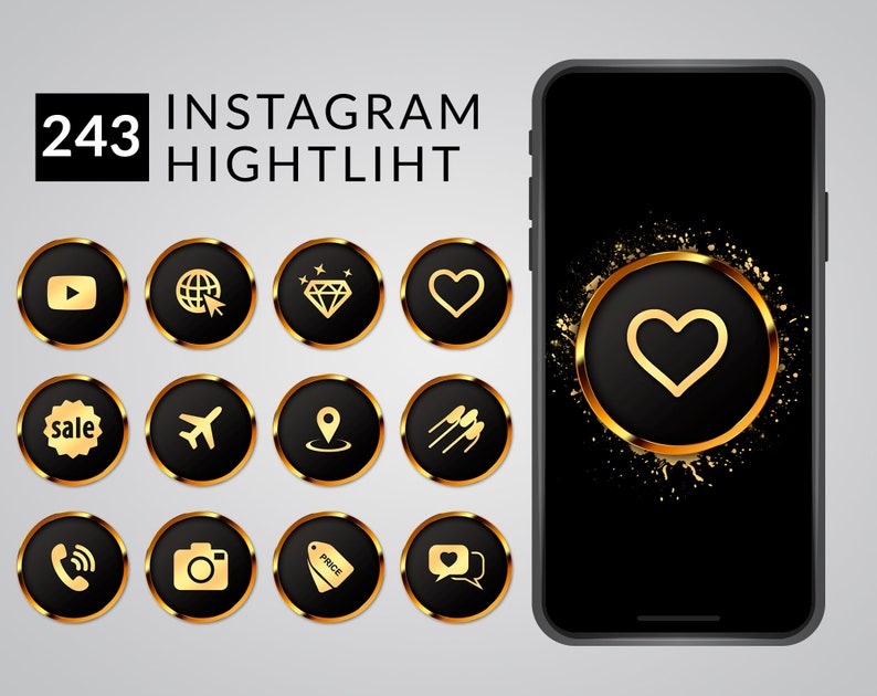 Gold Highlight Instagram Covers 243 Instagram Highlight Icons Etsy