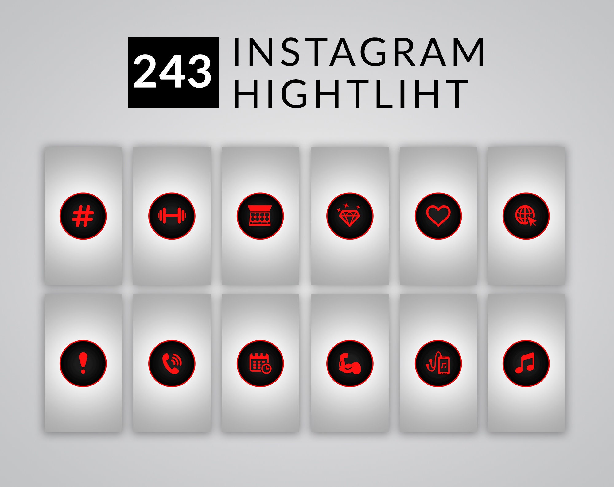 Red and black Instagram Highlight Covers Instagram Highlight Etsy España