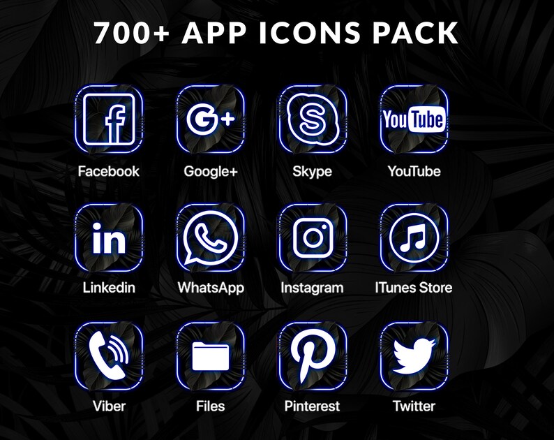 Blue neon App Icons iPhone iOS14 Design Icons iPhone Icons Etsy