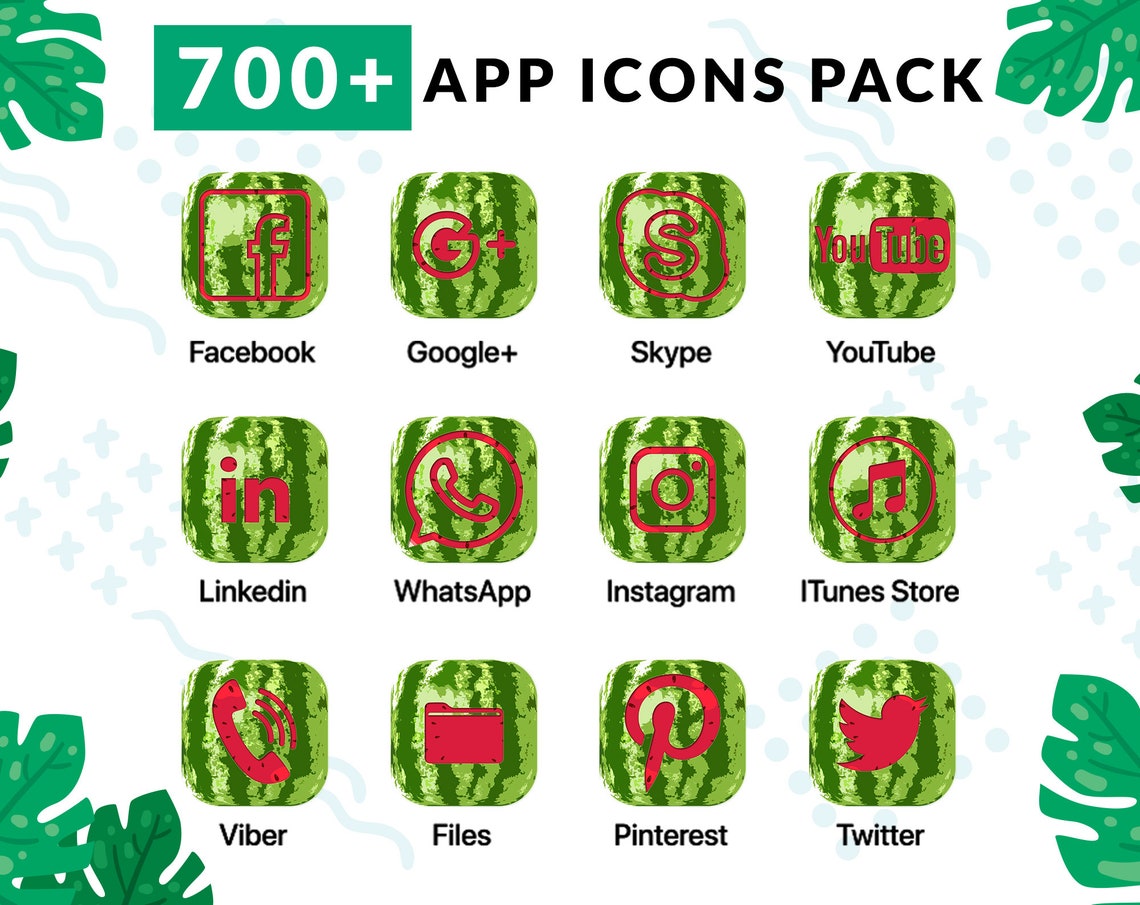 Bright watermelon App Icons iPhone iOS14 Design Icons iPhone Etsy