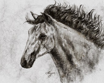 Black and White, Charcoal Horse Drawing -DIGITAL DOWNLOAD-