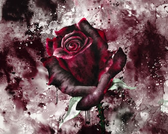 Watercolor Red Rose- DIGITAL DOWNLOAD