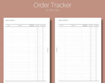Ordertracker, minimaal afdrukbare bijlagen, direct downloaden, A5-formaat