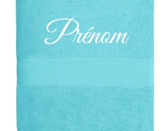 Serviette brodée personnalisée avec le prénom, idée cadeau serviette de Toilette 100x50cm