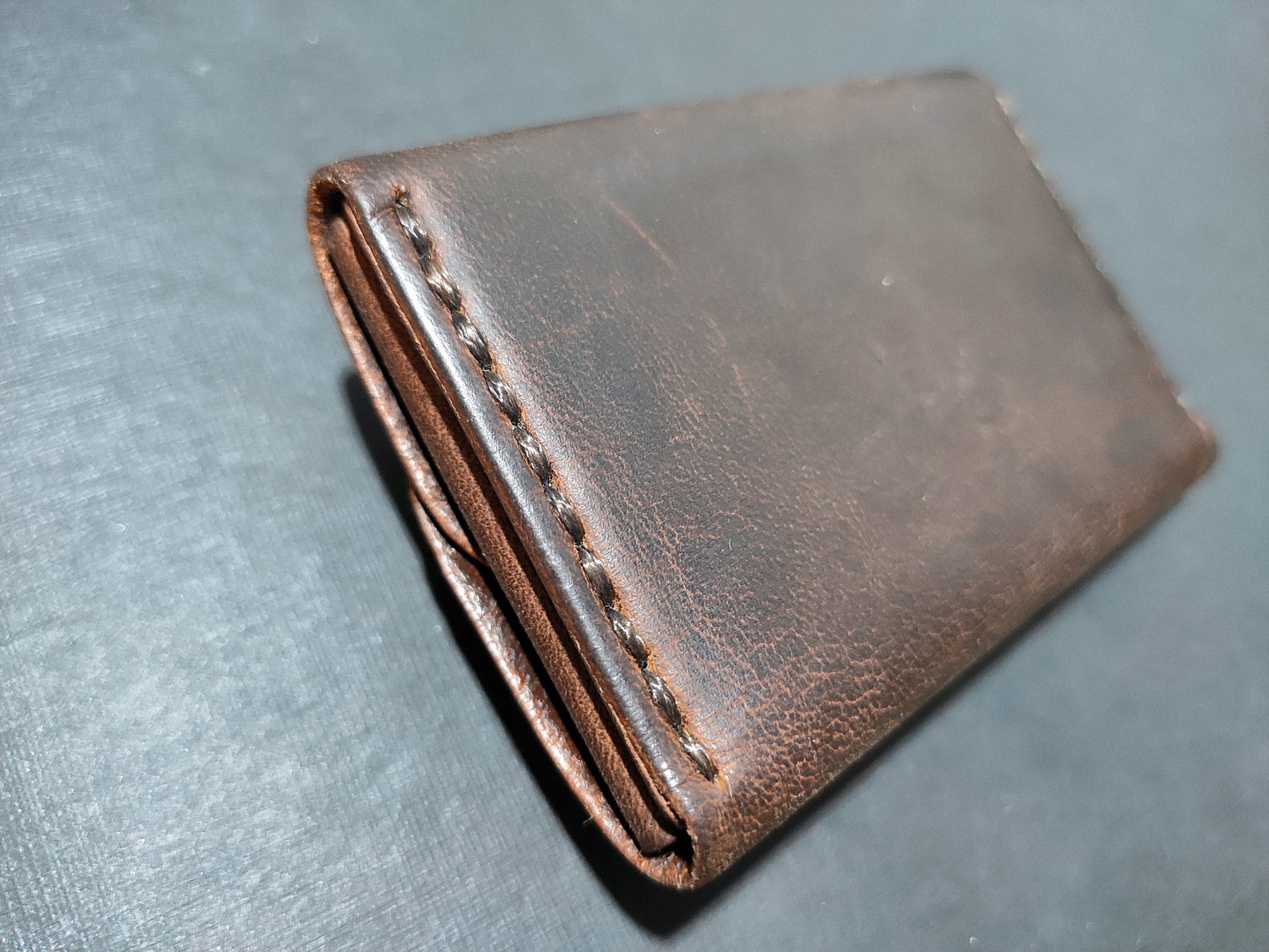 Brown Top Grain Leather Snap Wallet Men's Wallet Marble Etsy