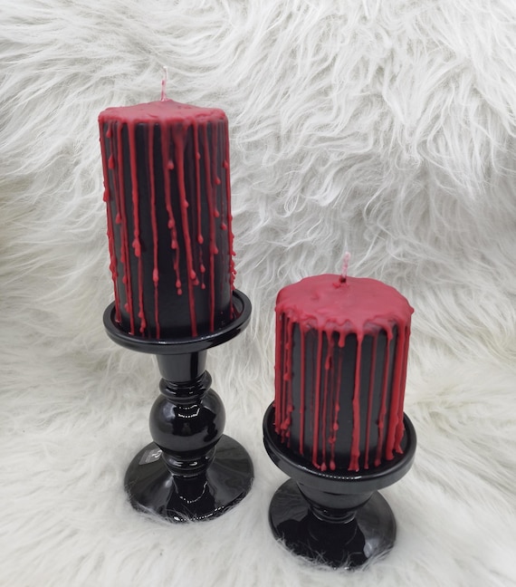 XL Naturwachskerze, Bluttropfende Kerze, Gothic Halloween Kerze, blutende Kerze, Halloween , Gothic Kerze Geschenk, vegane Kerze