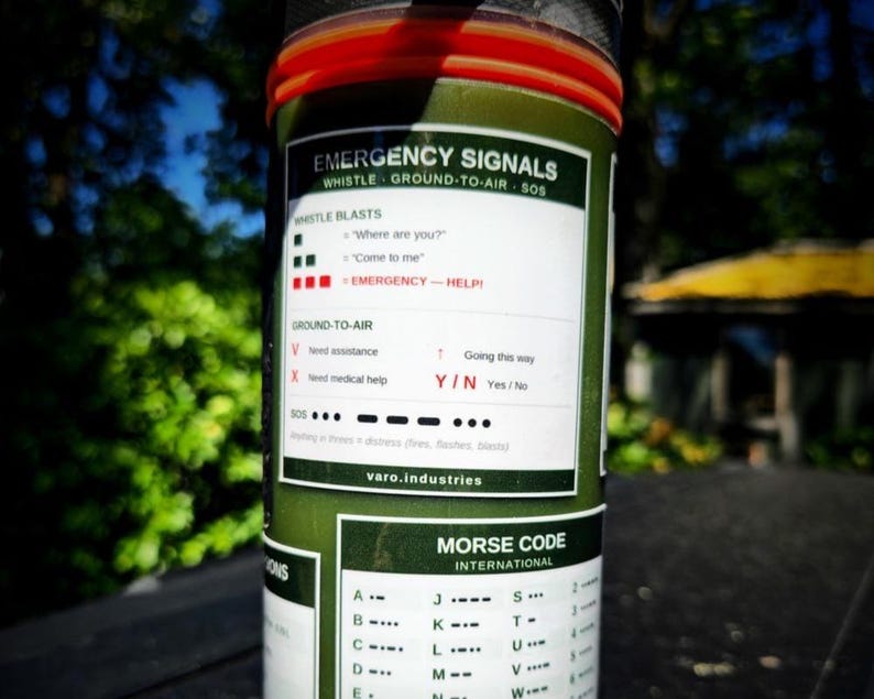 Emergency Signals Reference Sticker – Survival Whistle SOS Ground-to-Air, Outdoor Preparedness Decal image 1