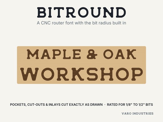 Bitround cnc router font specimen