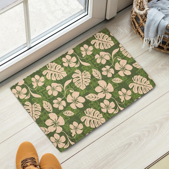 Hibiscus Monstera Coir Doormat
