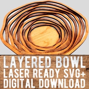 File di ciotole a strati tagliati al laser – Modello di cestino impilato (SVG, AI, PNG)