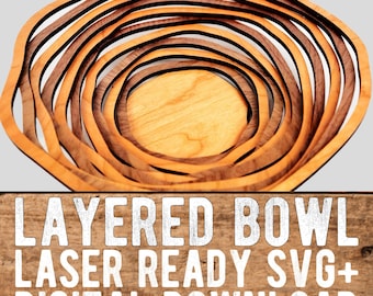 Fichiers de bol en couches découpés au laser - Modèle de panier empilé (SVG, AI, PNG)