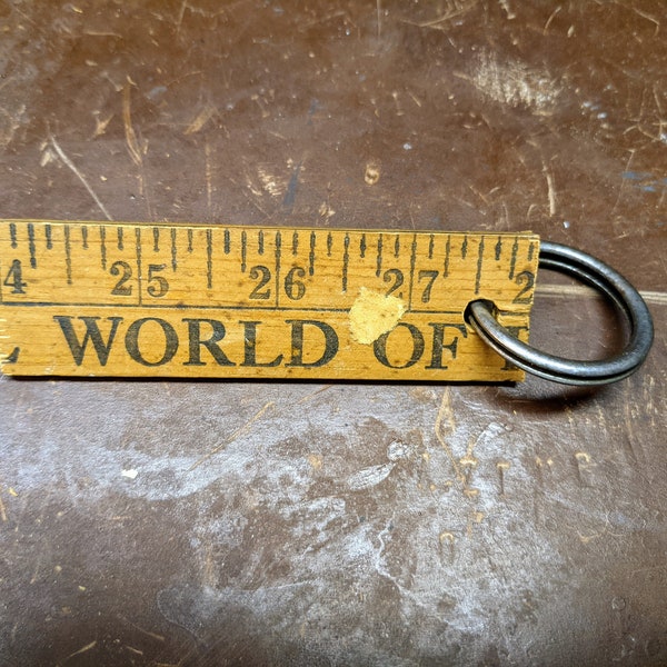 Vintage Yardstick Keychains with Antique Keyrings